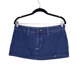 LIONESS Rhode Denim Mini Skort Dark Indigo Low Rise Zip Fly Casual Women's S